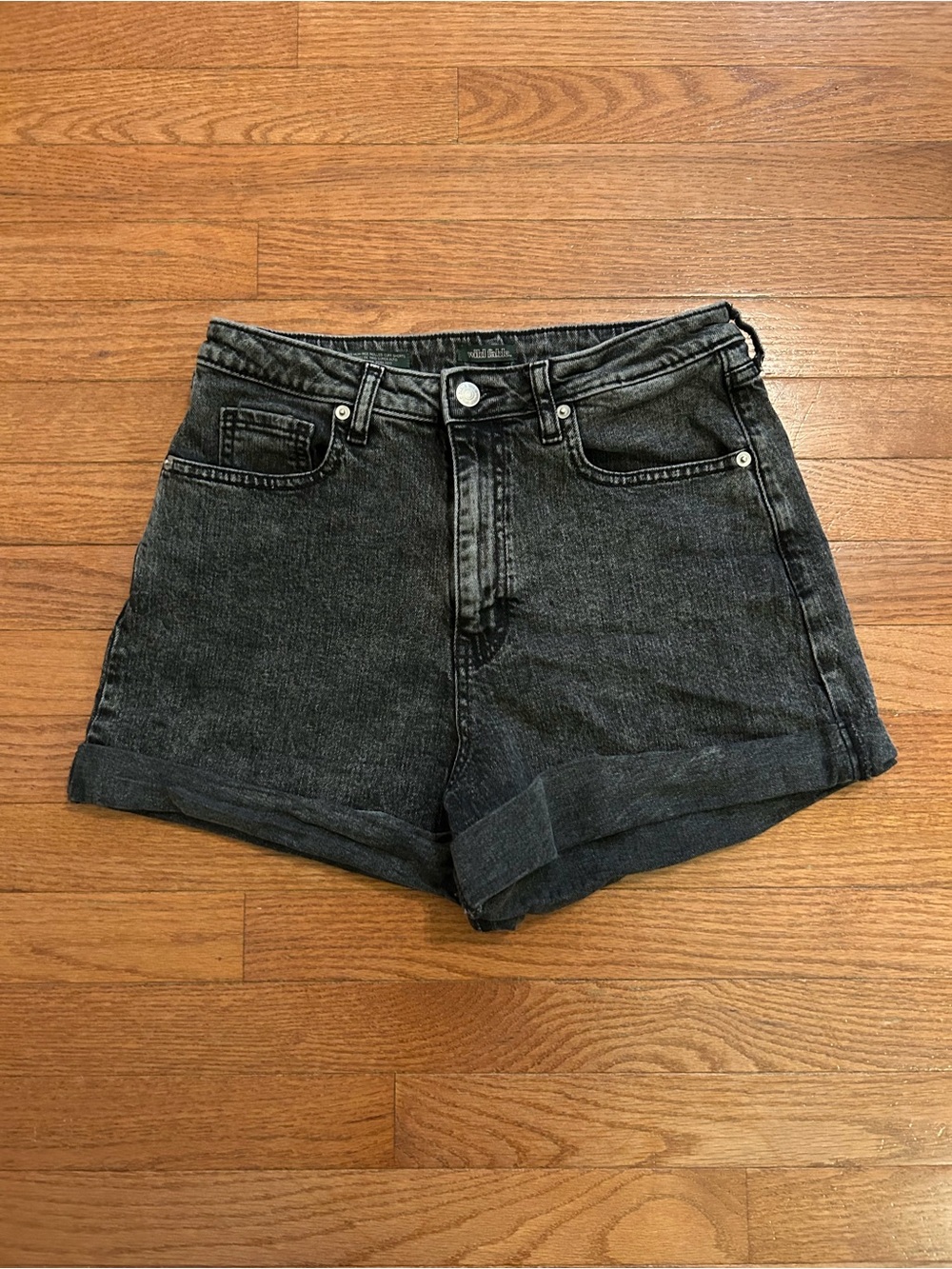 Wild Fable Super High Rise Black Wash Mom Shorts